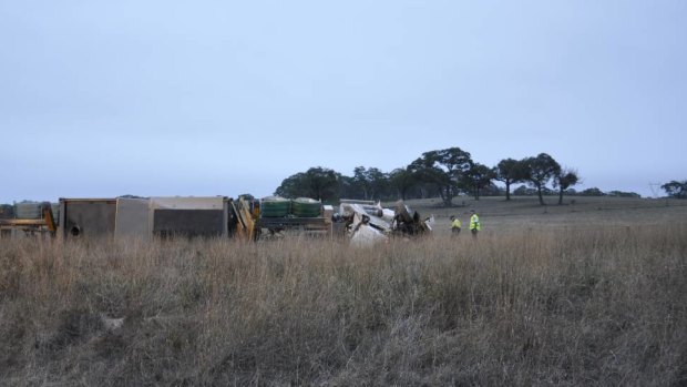The scene of the fatal crash on the Federal Highway on Wednesday morning. 