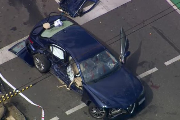 The car crashed into the Alfa Romeo, causing it to spin out of control. 