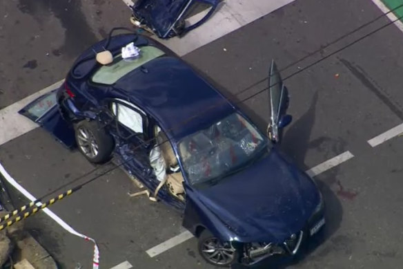 The car crashed into the Alfa Romeo, causing it to spin out of control. 