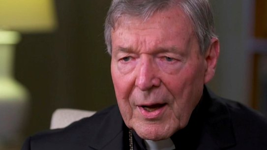 Cardinal George Pell during his second interview since his release from prison. 