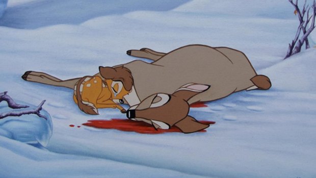 Bambi's mother is shot dead in the 1942 Disney film.