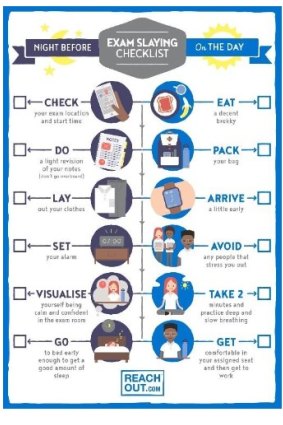 The HSC exam slaying checklist.