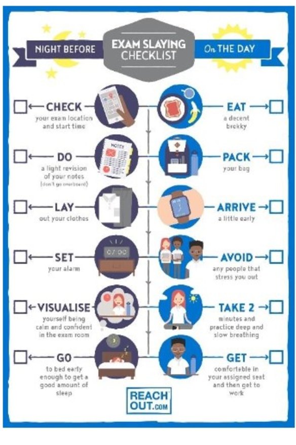 The HSC exam slaying checklist.