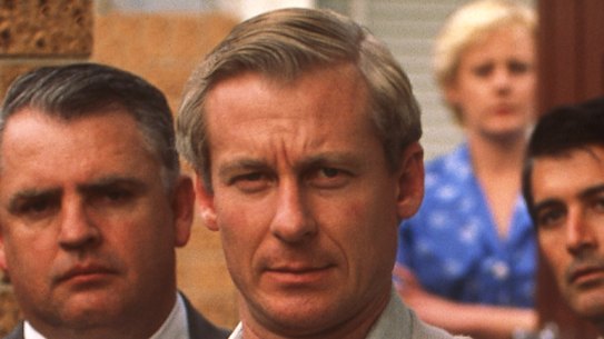 Richard Roxburgh as corrupt police officer Roger Rogerson in the TV series, Blue Murder, which is not available for streaming in Australia.