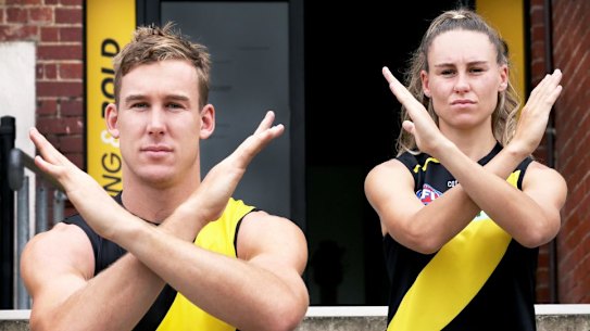 Siblings and Tigers Tom and Bethany Lynch, backing the International Women’s Day theme of “break the bias”.