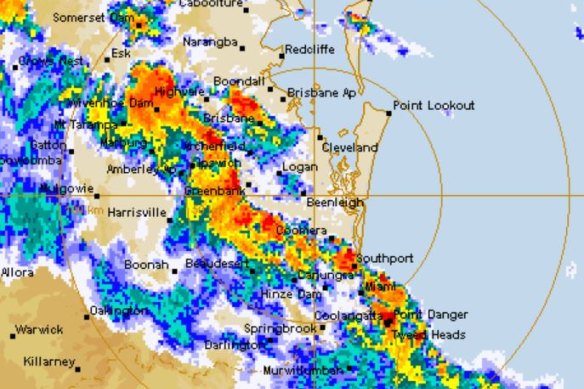 Brisbane could receive large hail and up to 50 millimetres of rain as a system moves across the south-east. 