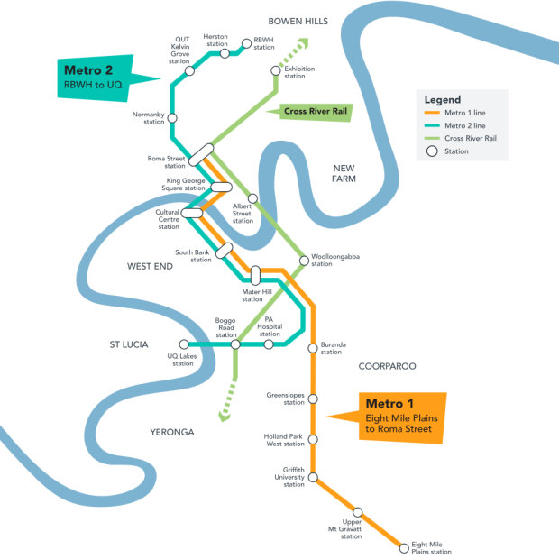 Brisbane Metro route map.