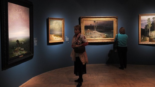 Part of the exhibition in the Tretyakov Gallery in Moscow from which the painting was stolen.