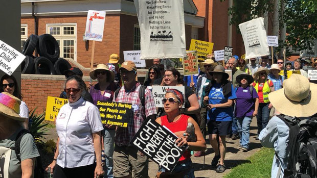 Poor People's campaign marchers decry systemic poverty as immoral in Oregon. 