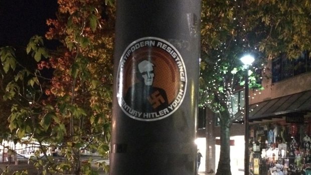 Several stickers were found in locations around Civic on Friday