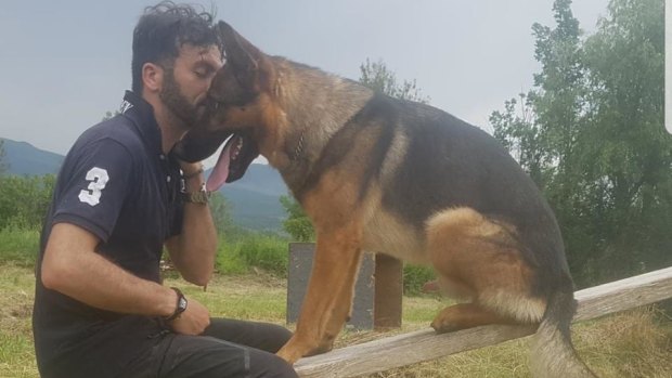Fabiano Ettore and his German Shepherd, Kaos, were among the first to join in the Italian earthquake rescue efforts. 