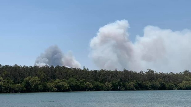 Leesa Downey could not make it to her home at Noosa North Shore as blazes closed in on Wednesday. The smoke is "quite close" to her house.