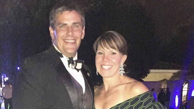 Bank executive Jennifer Riordan, who died after being partially sucked out of a Southwest Airlines jet, with an unidentified man