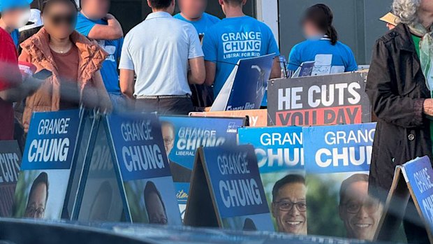 Plymouth Brethren Christian Church members at a polling booth.