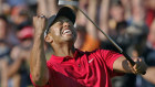 Tiger Woods celebrates after sinking a putt for a birdie on the 18th hole in the final round to force a play-off with Rocco Mediate in the 2008 US Open at Torrey Pines. Woods went on to win the tournament, but won’t be there this year.