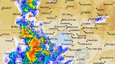 A storm approaches Melbourne on Thursday evening