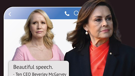 Lisa Wilkinson told the Federal Court on Tuesday that Ten’s chief executive Beverley McGarvey texted her in glowing terms about her Logies speech.