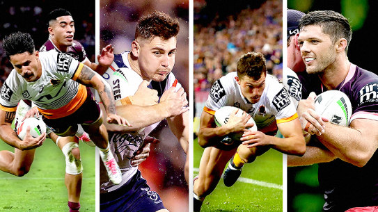 Jesse Arthars, Fletcher Baker, Corey Oates and Corey Jensen will be vying to fill the huge voids in the Brisbane Broncos line up.