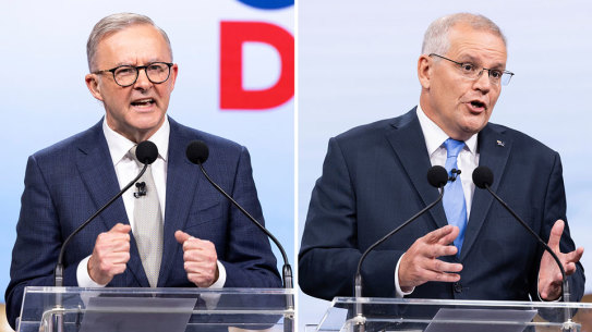 Anthony Albanese and Scott Morrison clash during the debate.