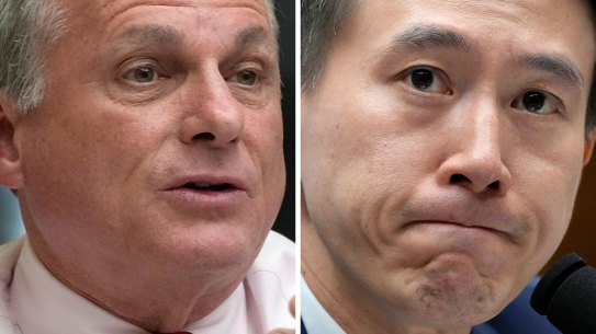 TikTok CEO Shou Zi Chew (right) testified before US Congress last week, facing a barrage of questions from Congressman Earl Carter (left) and others.