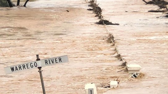 The Warrego River in Charleville on Monday. 