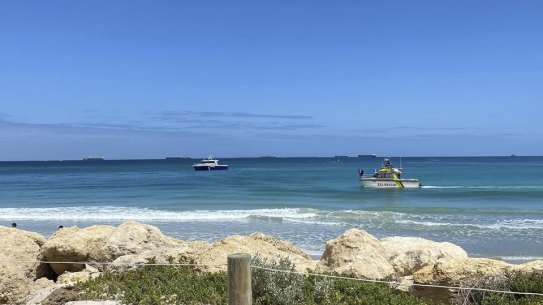 Port Beach is closed as WA Police search for the suspected shark attack victim. 