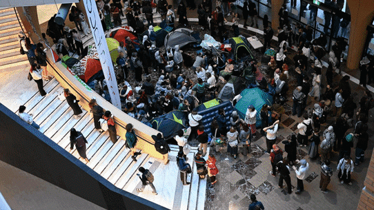Student protests at Melbourne University and Deakin University.