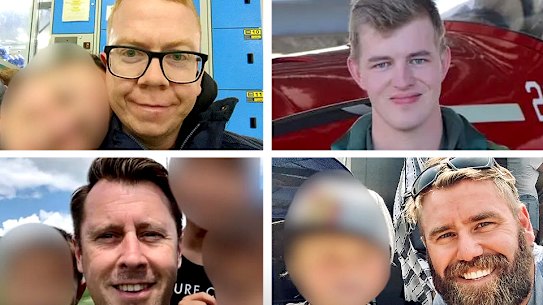 Chopper crash victims Alexander Naggs, Max Nugent, Joseph Laycock and Dan Lyon.
