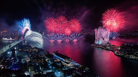 Sydney’s New Year’s Eve midnight fireworks.