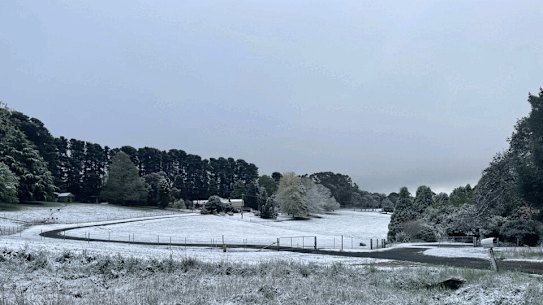 Snow and water release from dam.