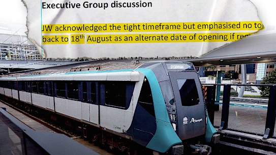 Warning about metro rail line’s opening.