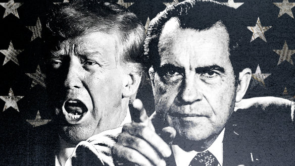 Trump and Nixon. One was destroyed by indictments, the other raises money off them.