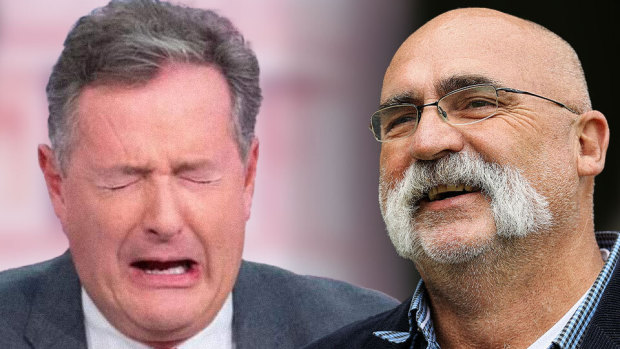 The current Ashes score is Merv Hughes 1 – Piers Morgan 0