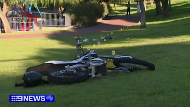 The motorbike after the crash. 