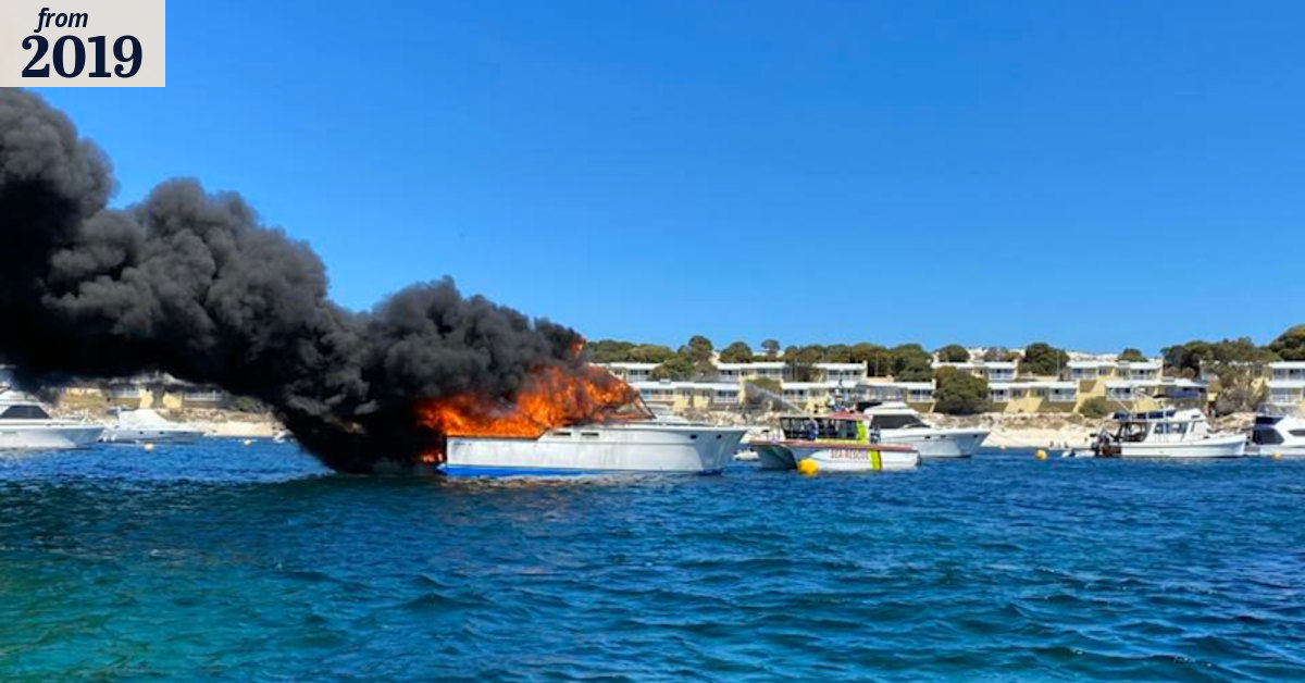 Emergency crews battle boat fire off popular Rottnest beach