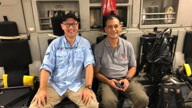 Dr Richard Harris and his dive partner Craig Challen in an image uploaded to Dr Harris' Facebook page on July 13, 2018, following the rescue mission at the Tham Luang cave in Thailand.