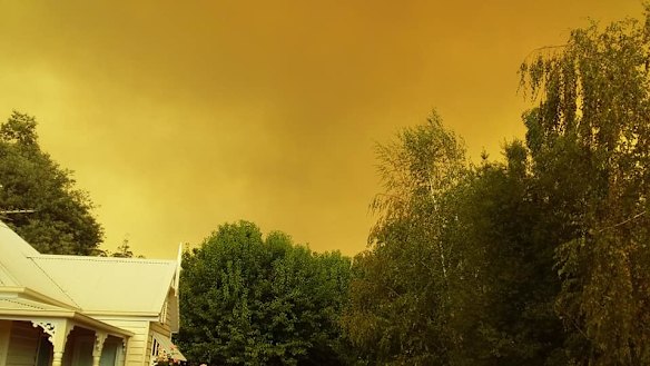 Ominous skies over Neerim South from the Bunyip State Forest bushfire.