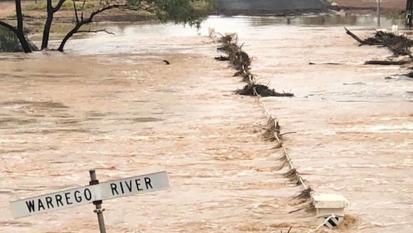 The Warrego River in Charleville on Monday. 