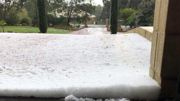A strong winter storm carrying hail and buckets of rain lashed Perth. 