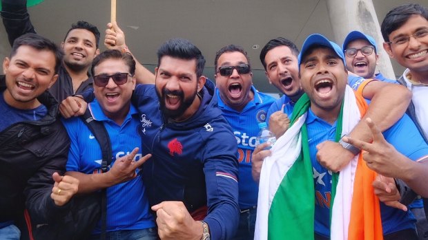 Members of the Swami Army celebrate India's win on the fifth and final day of the Boxing Day Test.