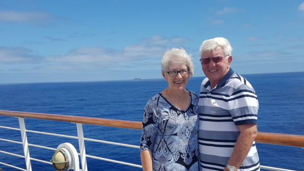 Bill and Donnelle Lawton on board the Vasco da Gama in the Indian Ocean.