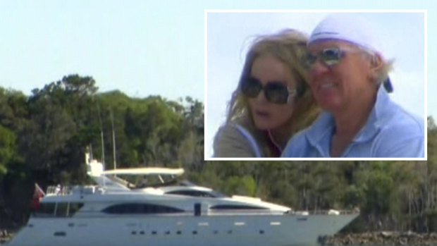 Mark Simonds, his wife Cheryl and the Lady Pamela superyacht.
