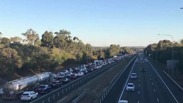 Motorcyclist in serious condition after multi-vehicle pile-up on the southbound lanes of the Bruce Highway.