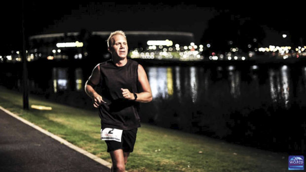 Participants ran eight times along a five kilometre path next to the Swan River 