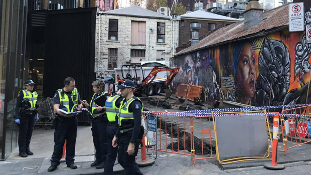 Police investigating the discovery of bones found at a work site for the Metro Tunnel.
