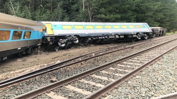 The derailed train at Wallan.