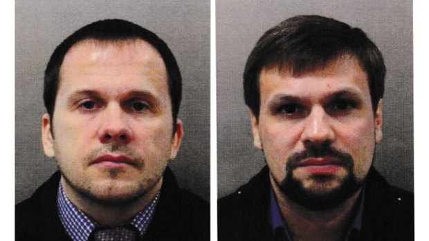 Alexander Petrov, left, and Ruslan Boshirov charged as the two Russians responsible for the Novichok poisonings of Sergei and Yulia Skripal in Britain. Boshirov's real identity has been revealed to be Colonel Anatoliy Vladimirovich Chepiga.