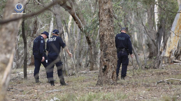 Police search in bushland near Goulburn as part of the investigation into the suspicious disappearance of Samah Baker. 