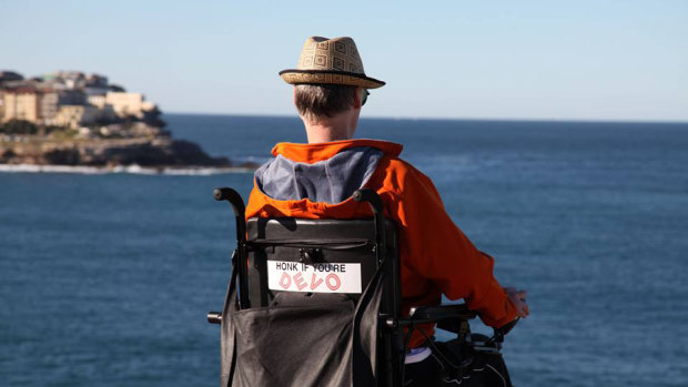 Man with a vision ... Justin Reid, campaigner for wheelchair access to the Bondi coastal path.