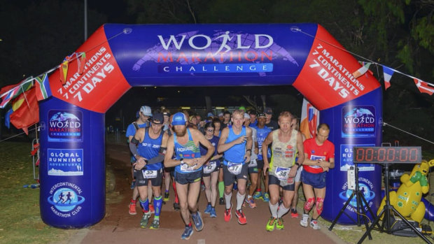 Competitors set off in the Perth leg of the gruelling World Marathon Challenge.